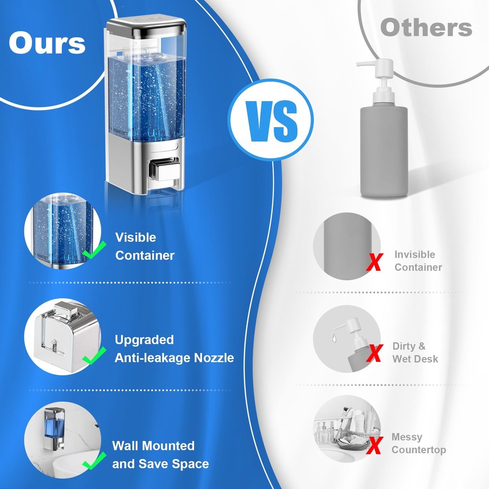 Wall Mounted Soap Dispenser - Manual Kitchen Bathroom Hand Soap Dispenser wit...