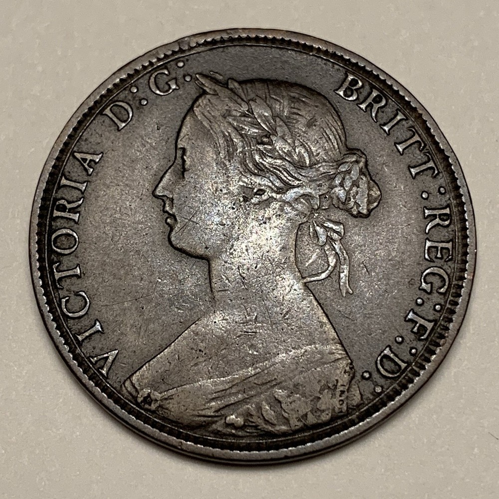 1872 Great Britain Half Penny Coin