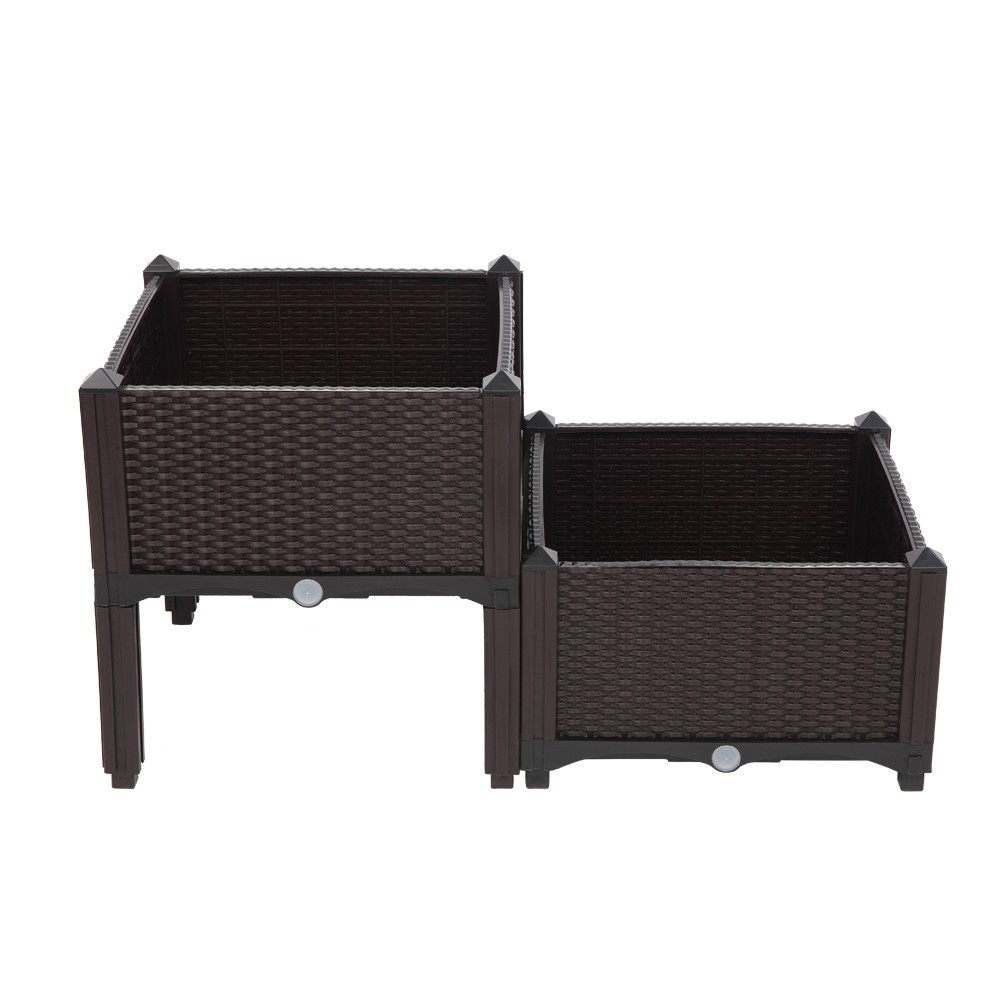 2pcs Free Splicing Injection Planting Box Brown