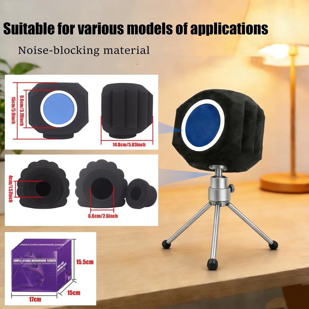 Microphone Isolation Shield Mic Pop Filter for Microphone Record Mic Shield S...