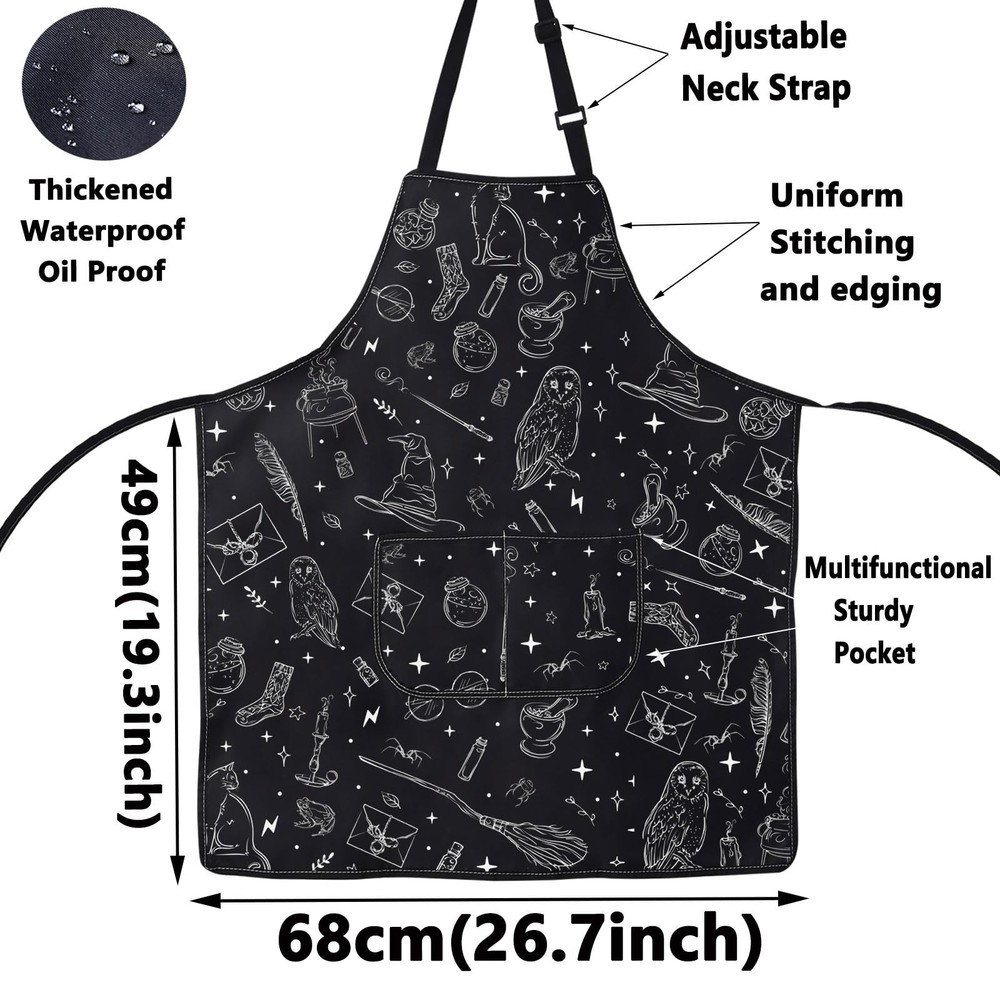 Magic Wizard Kitchen Apron With Pockets Spooky Witch Gift Gothic Cooking