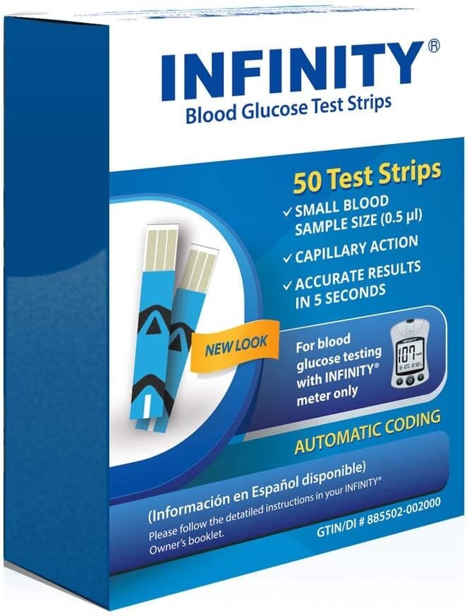 INFINITY Diabetic Blood Glucose 200 Test Strips Plus Meter Exp: 10/05/2026