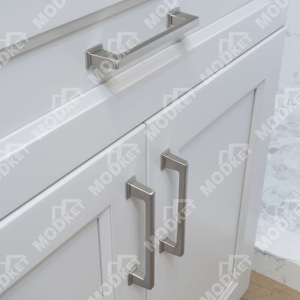 Solid Brushed Nickel Square Cabinet Pulls Knobs Handles Kitchen Bathroom Drawer