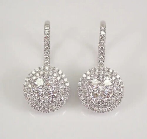 2Ct Lab Created Diamond Round Drop & Dangle Earrings 14K White Gold Plated