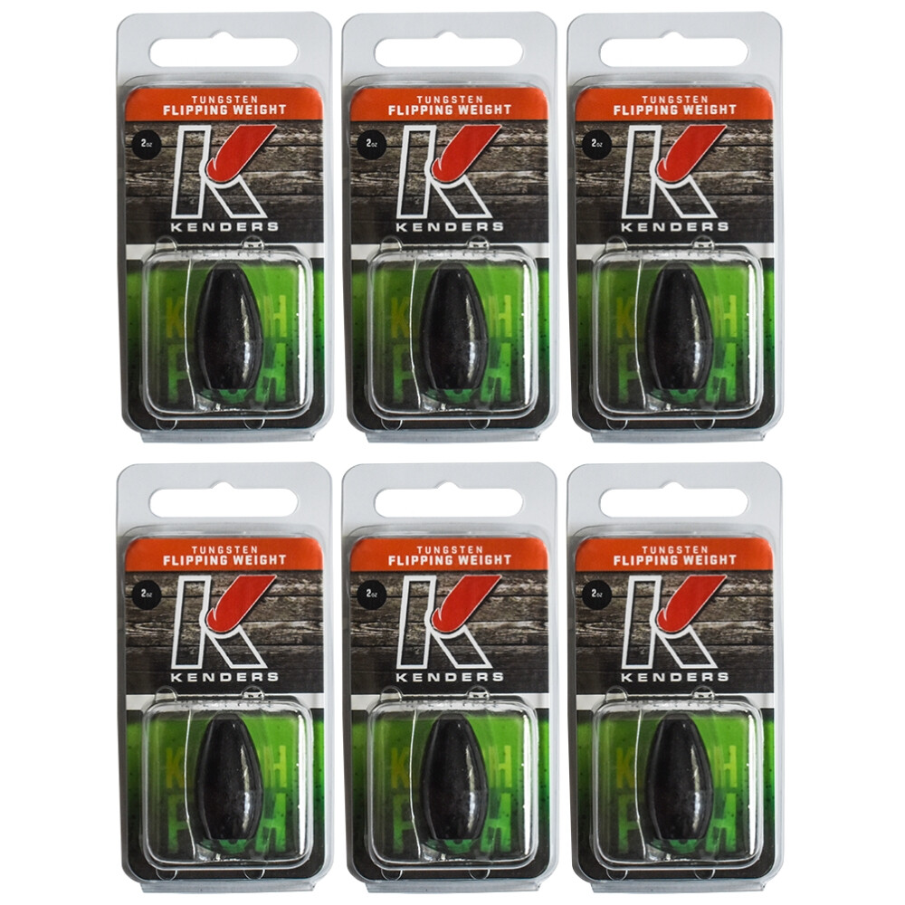 (6 Pack) 2 oz Tungsten Flipping Weights BLACK - 6 PACK - INSERT FREE