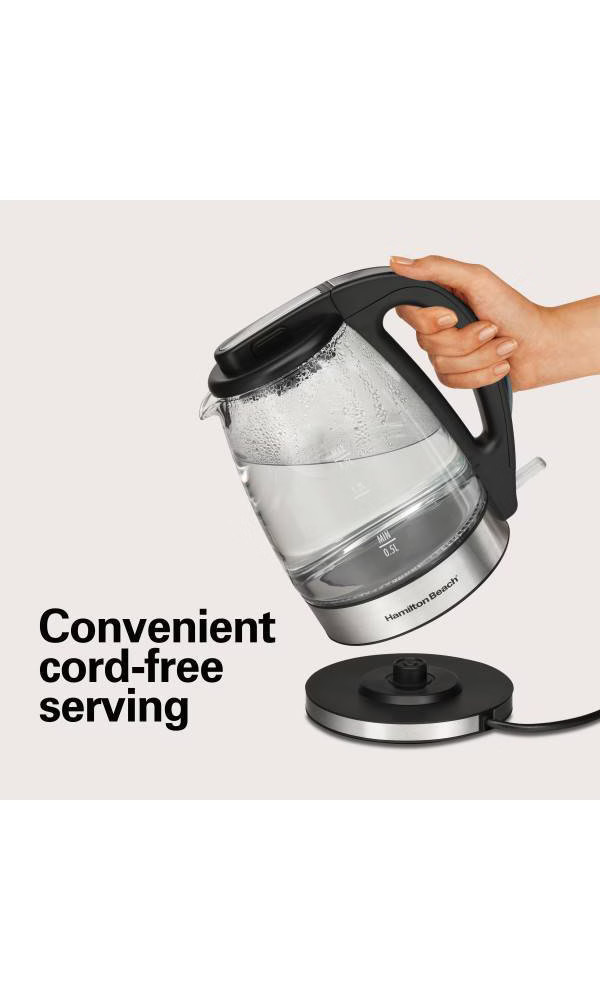 Hamilton Beach 1.7L Illuminated Glass Kettle - 40869