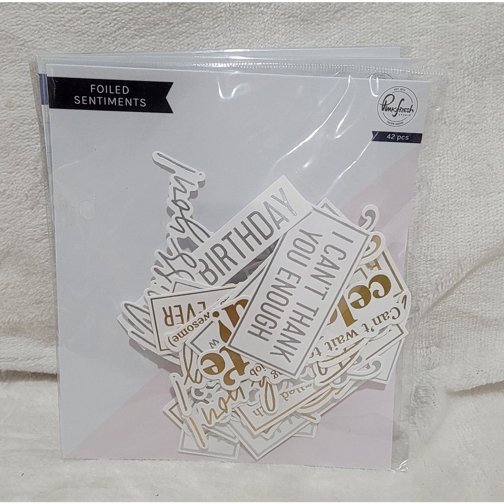 Pink Fresh Studio Ephemera Foiled Sentiments Bundle