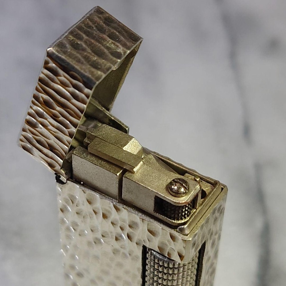 Vintage Dunhill Rolla gas lighter Silver Bark working condition