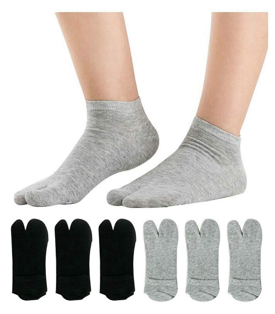 Women's Solid 2 Toe Flip Flop Tabi Socks Geta Ankle Cotton 5/6 Pairs