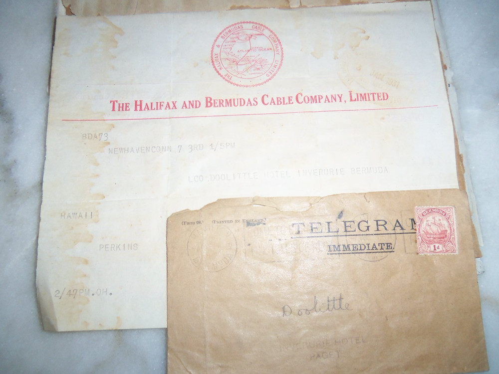 1939 Telegram To General Doolittle From Bermuda LOOK!