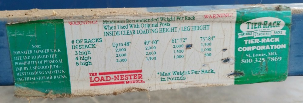 Stacking Rack -48" x 46" x 54", very good condition