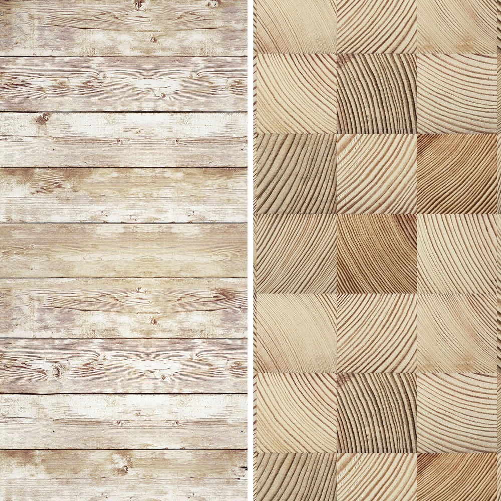 6 ft. Tall Double Sided Pale Wood Pattern Canvas Room Divider