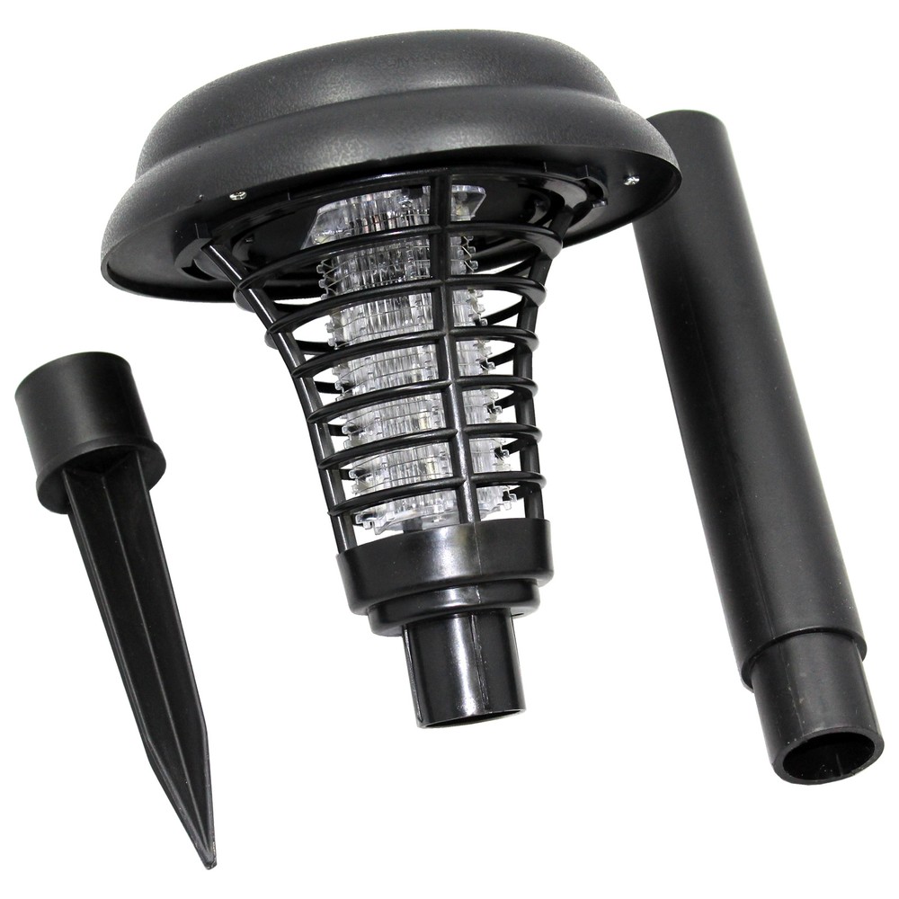 Qty 2 Solar Bug Zapper LED & UV Light Pathway Lighting Insect & Mosquito USA