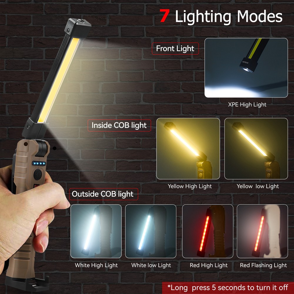 7Mode Rechargeable LED Work Light Mechanic Flashlight Lamp Magnetic Base Bright