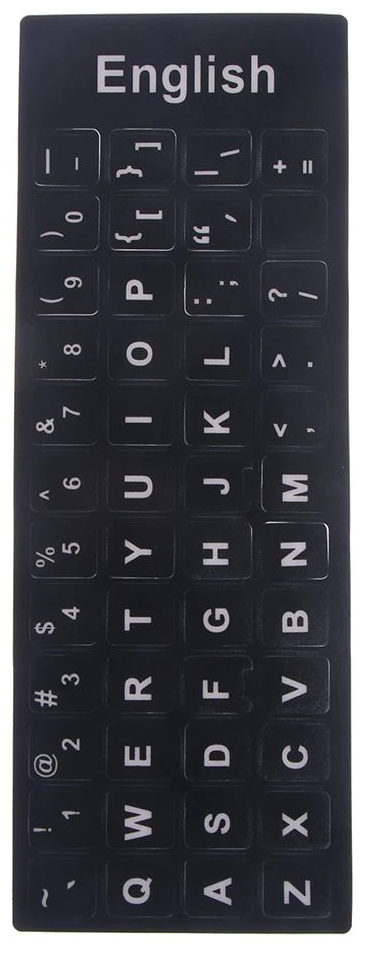 Replacement US English Keyboard Stickers - White on Solid Black, Durable