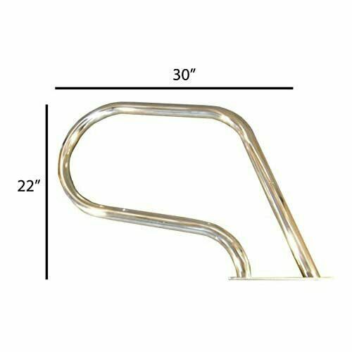 Fibropool Easy Mount Hand Rail with Base Plate Small (Stainless Steel)