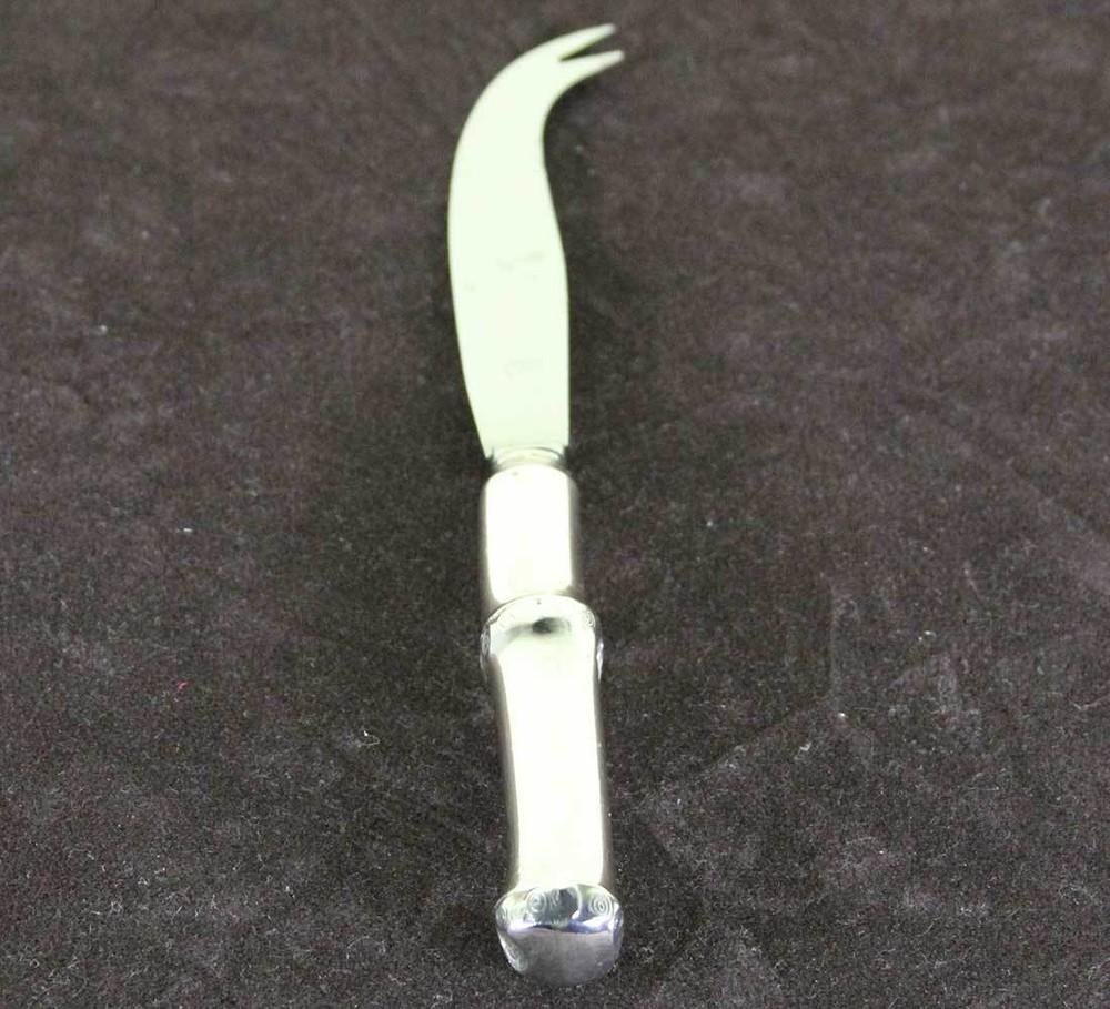 Vintage Silver Cheese Knife, Bamboo