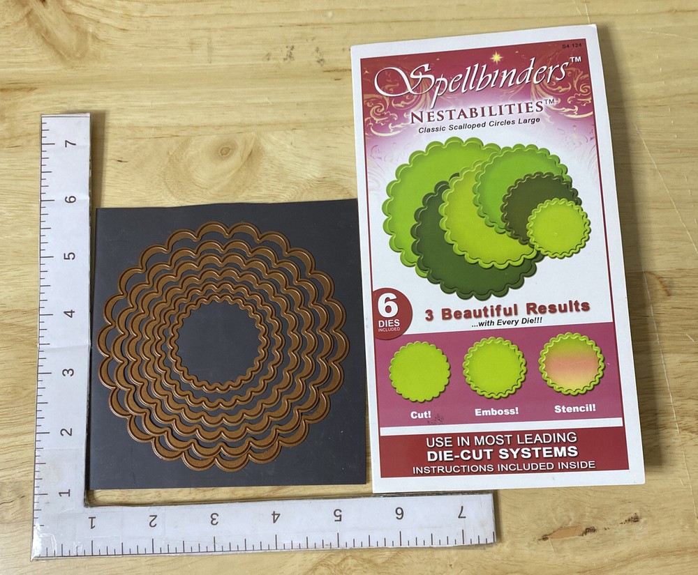 4 Spellbinders Nestabilities Die Cut Scallop Circle Frame Rectangle Oval Nesting