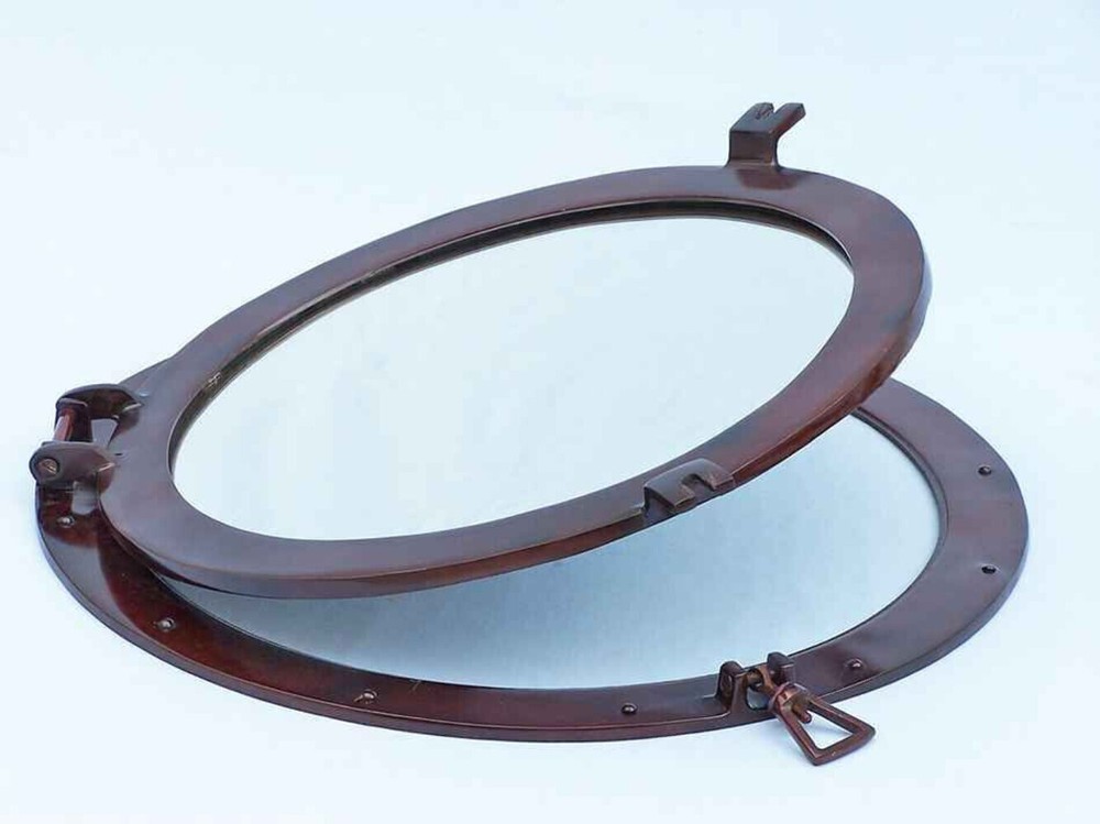 Antique Copper Decorative Ship Porthole Mirror 24"