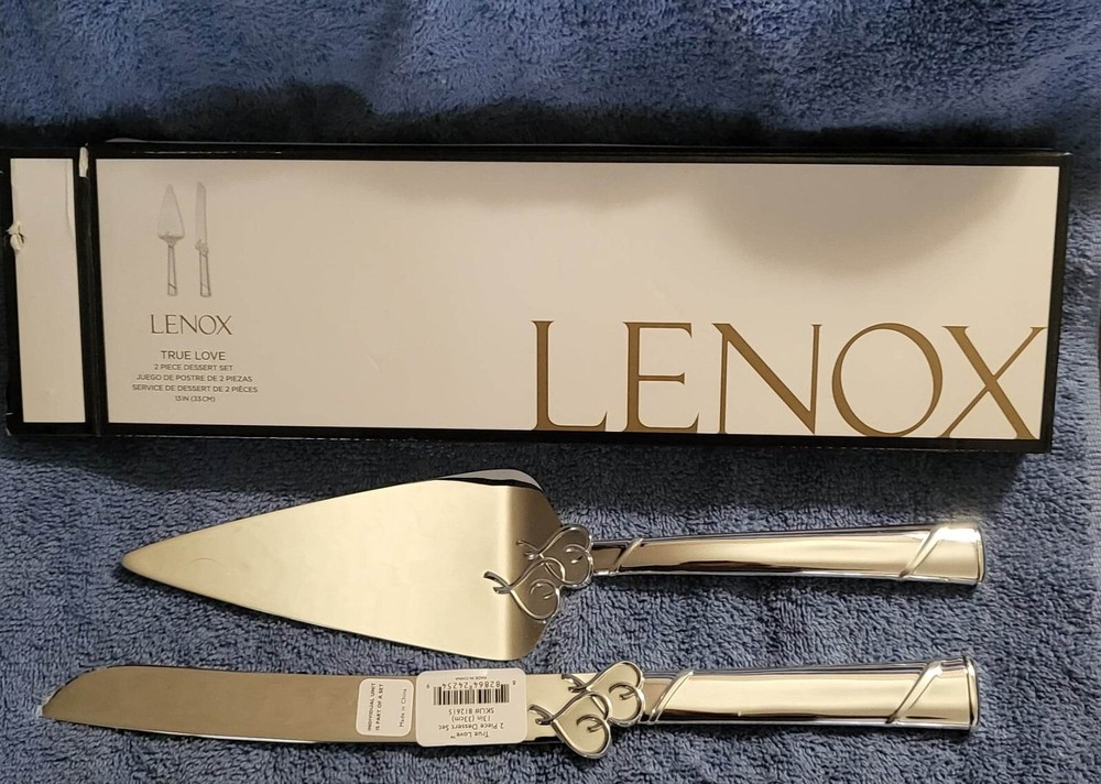 Lenox True Love 2-Piece Dessert Set Silver Regular 13" N.I.B....