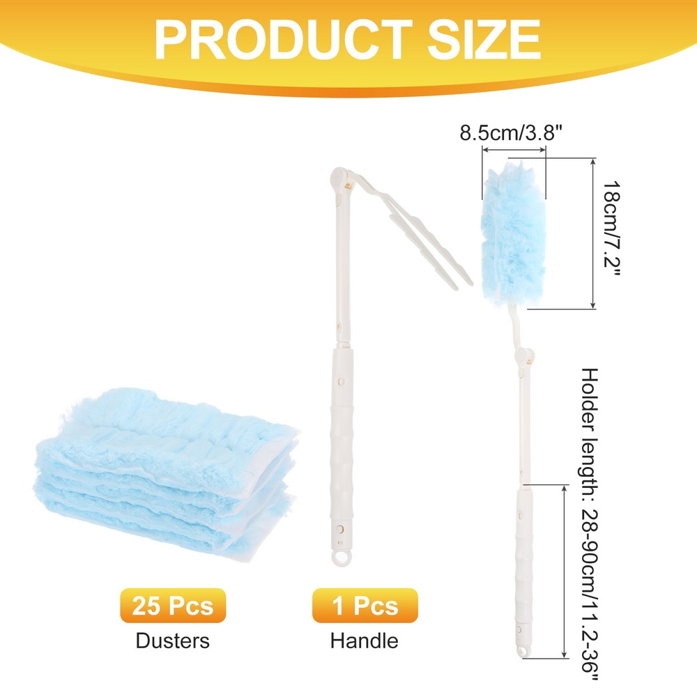 1 Count White Flexible Handle Refill, with 25 Blue Dusters