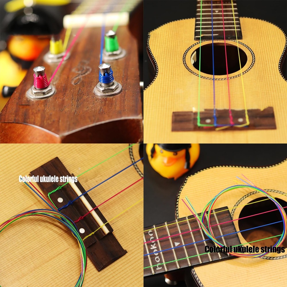 RAUYIVANY Ukulele strings, 4 Packs Colorful Nylon Ukulele strings, Replaceabl