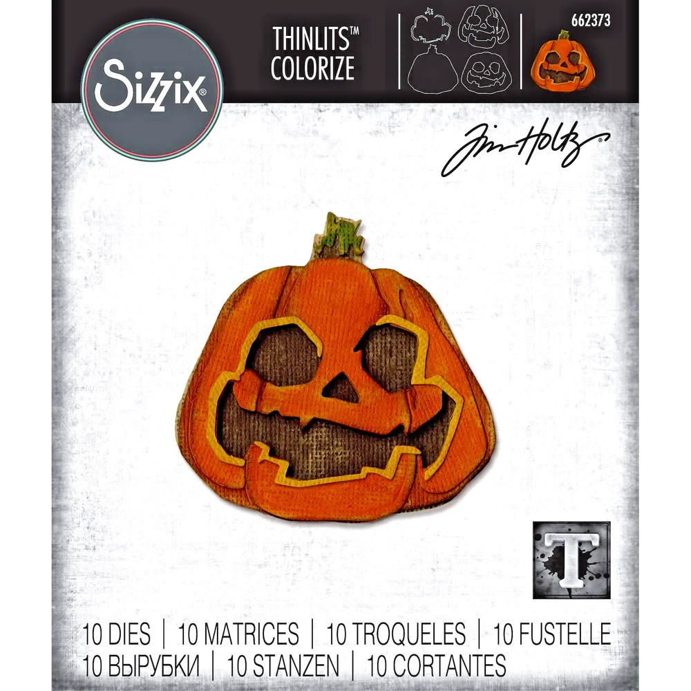 Layered Jack-o-Lantern Pumpkin Colorize Sizzix Thinlits Die Set Tim Holtz 666373