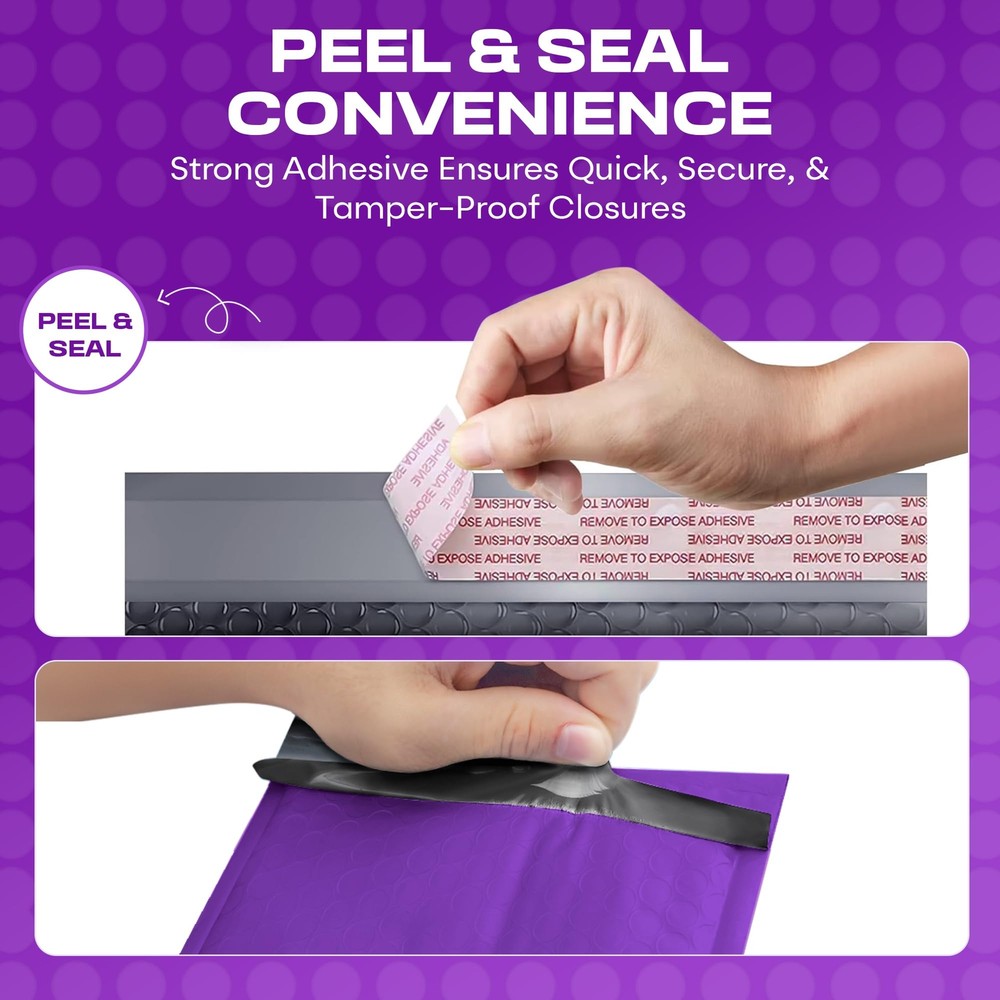 MAILERVIEW Purple Small Bubble Mailers 4x8 Inch #000 | Thick Padded Poly Bubble