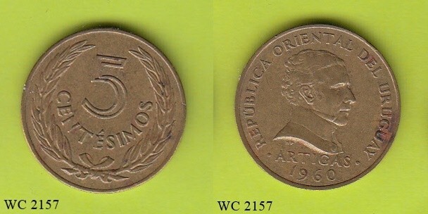 Uruguay 5 Centesimos 1960 Coin