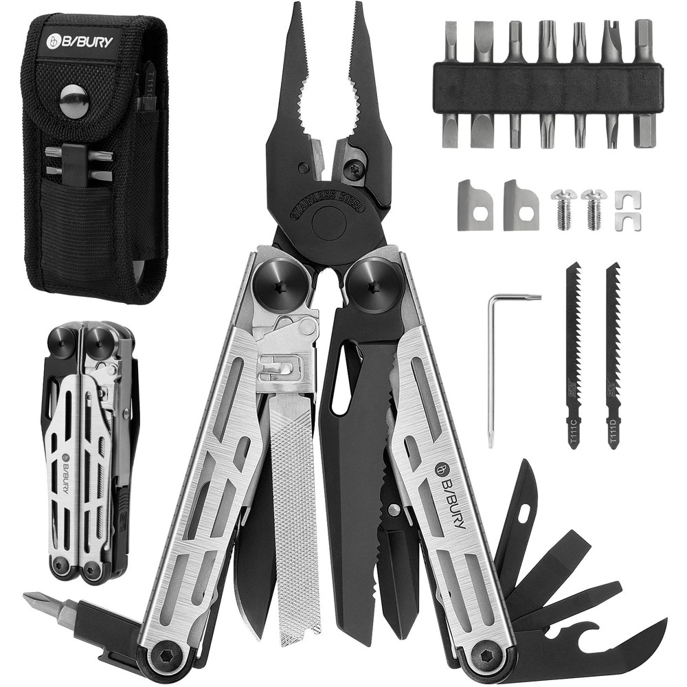 BIBURY Multitool Pliers Pro BI2045, Foldable Multitools with Replaceable Wire...