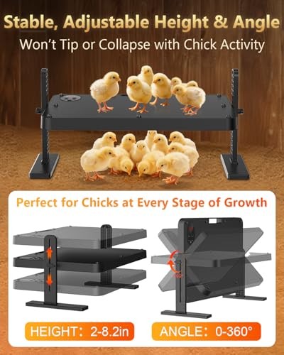 Chick Brooder Heating Plate with 86–194℉ Adjustable Temp, 12H Timer, Black