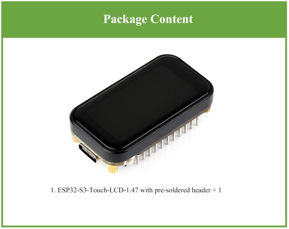ESP32-S3 1.47inch IPS Touch Display Development Board, 172x320 Resolution, 26...