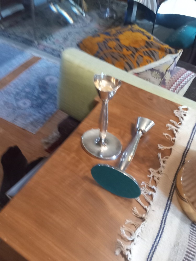 Silver Plated Candle Sticks Denmark Pair Mid Century