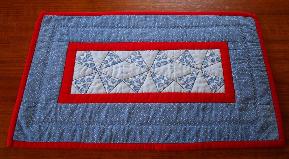 Handmade Patchwork Windmill Center, Doily, Quilted 10" x 16" NEW
