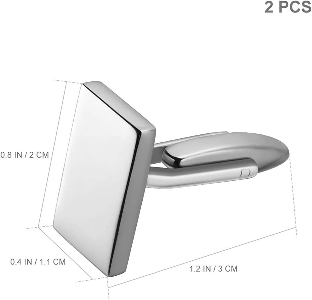 Pair of Mens Classic Silver Rectangle Cuff Links