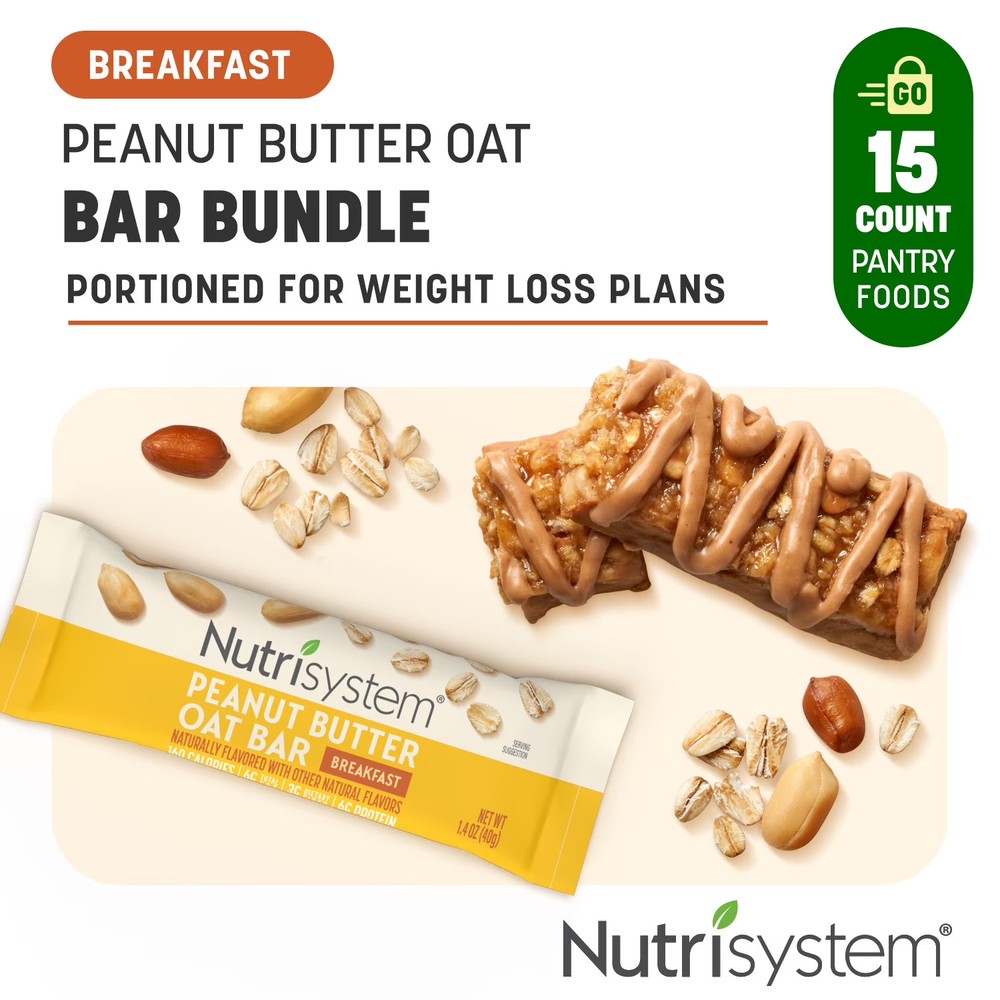Nutrisystem Peanut Butter Oat Breakfast Bars 15 Count