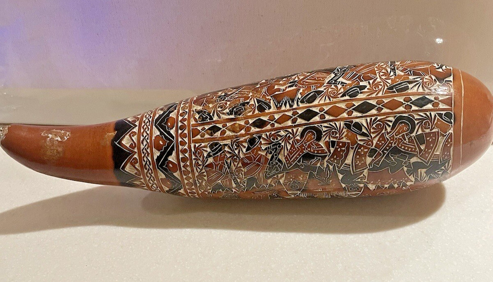 Hand-Carved Gourd~Peru; Beautiful Hand-Painted Intricate Detail