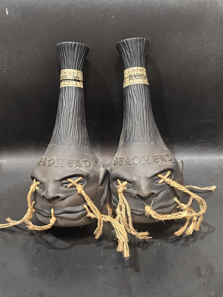 2 Deadhead Rum Tsantsa Empty Bottle Large Second Edition 750ml Shrunken Head