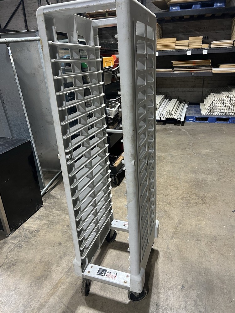 Open Plastic Full Height Bakery Rack End Load 20 Full Size Sheet Pan Capacity