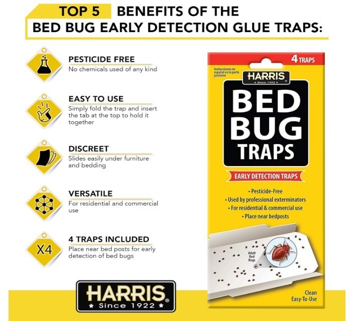Harris Bed Bug Early Detection Glue Traps (4/Pack)