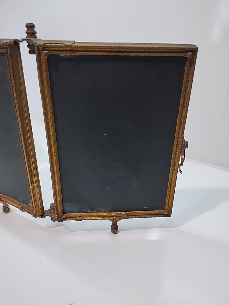 vitage brass triptych folding mirror