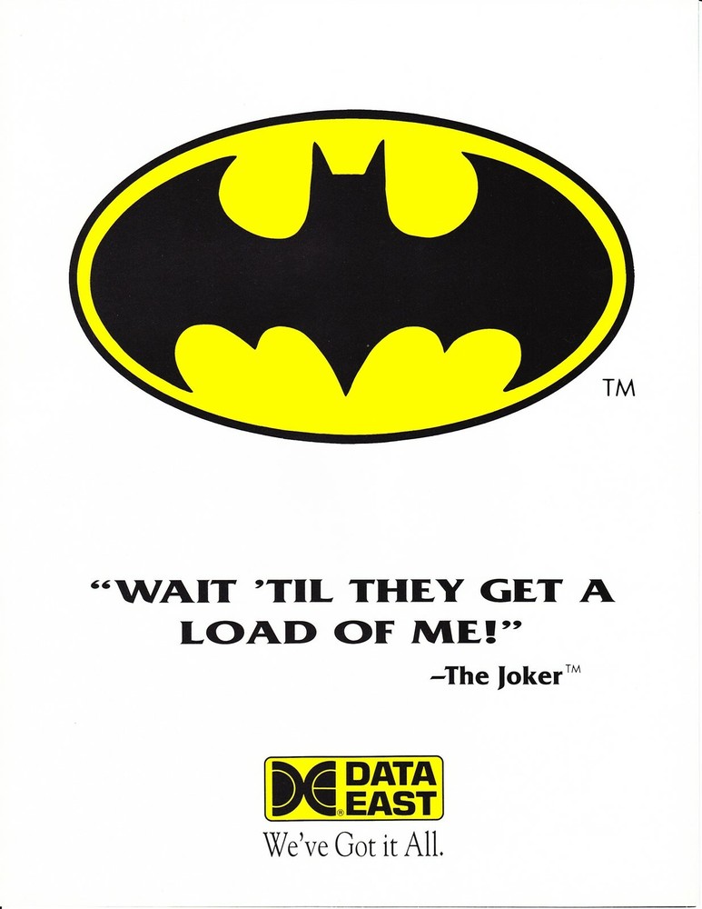 Batman Data East Mint Pinball Flyer / Brochure / Ad
