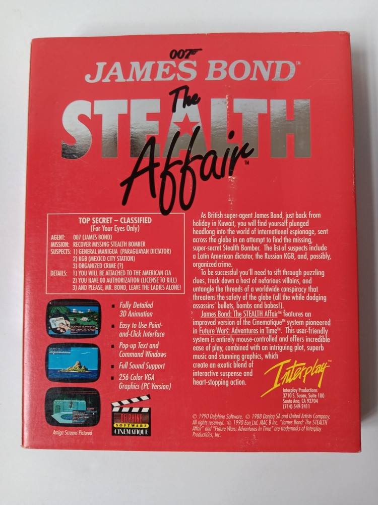 IBM/Tandy James Bond The Stealth Affair Computer Game Software UNTESTED
