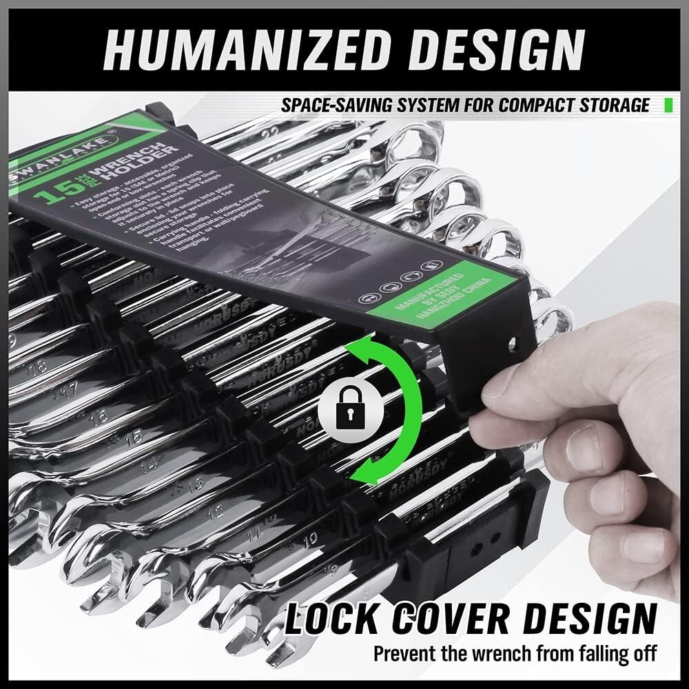 30pc Wrench Holder Organizer Rail Rack Tool Storage Mountable Handheld All Sizes