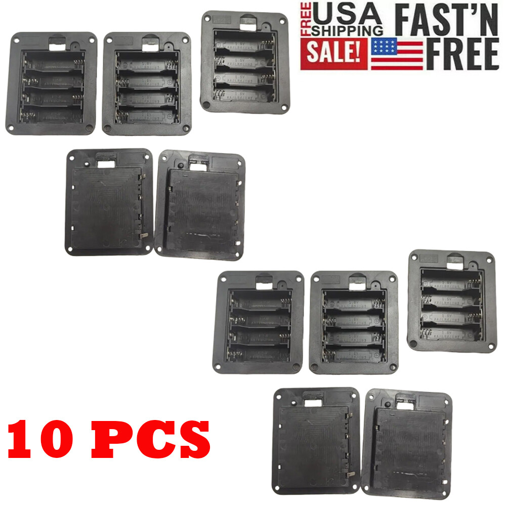 10PCS 4X AA DIY Panel Mount Battery Holder Case Box 6V With cover