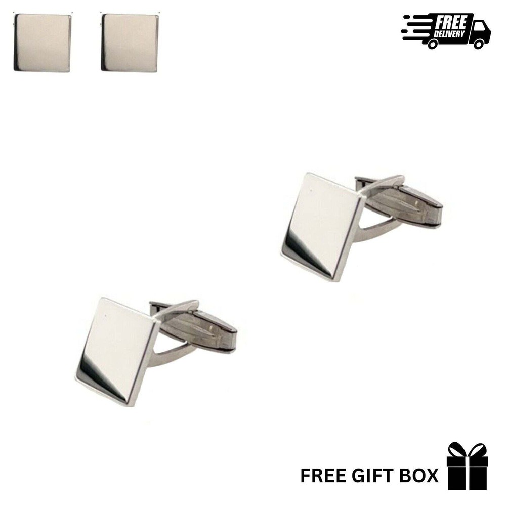 925 Sterling Silver Italy Square Cufflinks