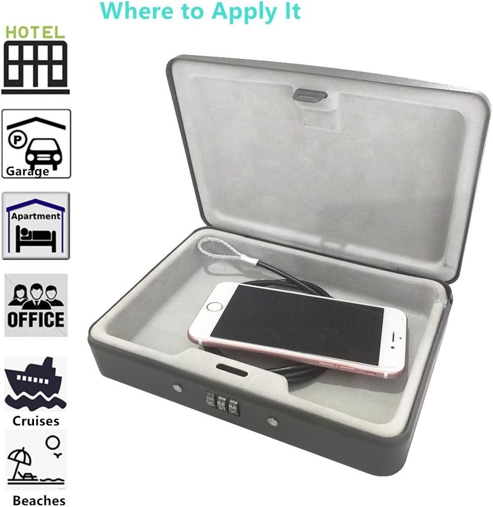Portable Fireproof Security Box with Combo Lock - Ideal for Travel & Office