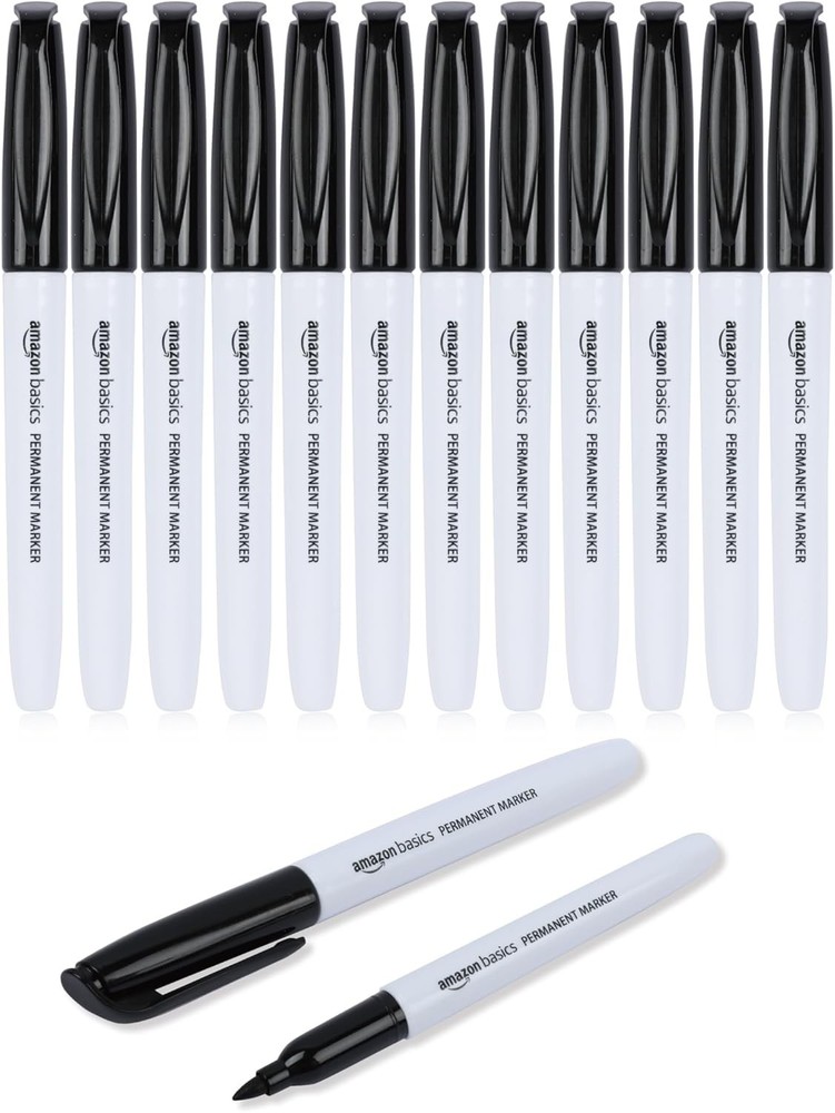 Amazon Basics Fine Tip Permanent Markers for Writing, Drawing, Quick Drying, Off