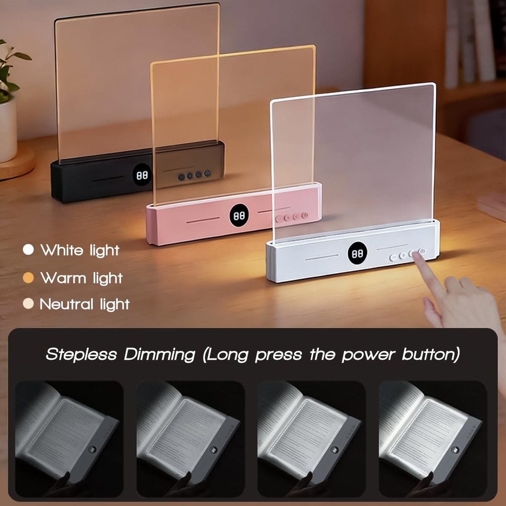 Flat Book Light With 3 Colors Timer Dimmable Full Page Reading Lamp