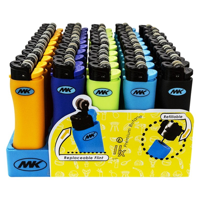 MK Lighter Replaceable 9G Flint Strike Refillable Cigarette Lighters (7 PK) -New